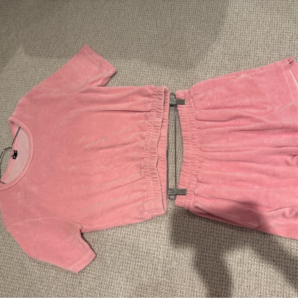 Pink Terry Cloth Two-Piece Set
